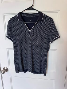Tommy Hilfiger women’s Navy Micro-Print Polo Shirt